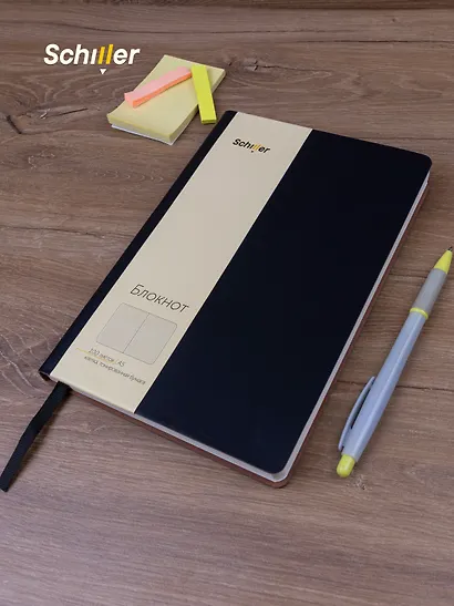 Книга для записей А5 100л кл. черный, интегр., тонир.блок, резинка, ляссе, Schiller - фото 7