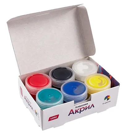 Краски акриловые "Классика", 6 цветов по 15 мл - фото 2