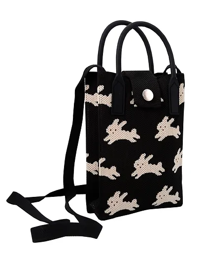 Сумочка вязаная с застежкой Кролики (12х18х6) (текстиль) (12-Yiheng-0607) - фото 2