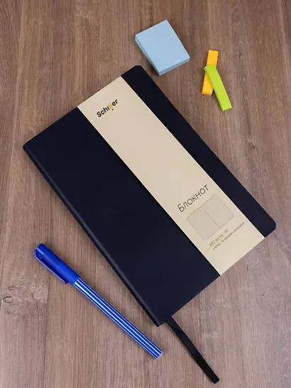 Книга для записей А5 100л кл. черный, интегр., тонир.блок, резинка, ляссе, Schiller - фото 15