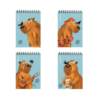 Блокнот А6 60л кл. "Happy Capy" клетка, офсет 60г/м2, спираль, Erich Krause - фото 1