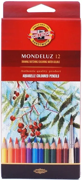 Карандаши цветные Koh-I-Noor, Mondeluz, акварельные 12 цветов - фото 1