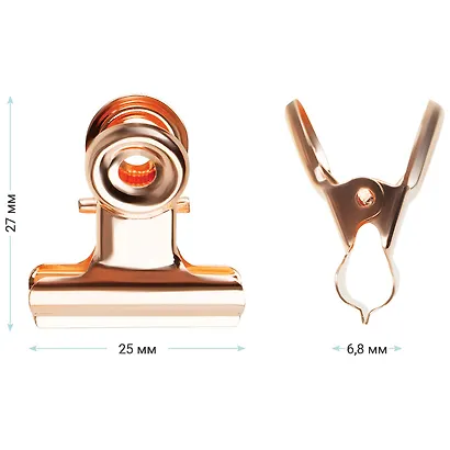 Зажимы для бумаг 25 мм 6 штук "Rose Gold" розовое золото, Meshu - фото 3