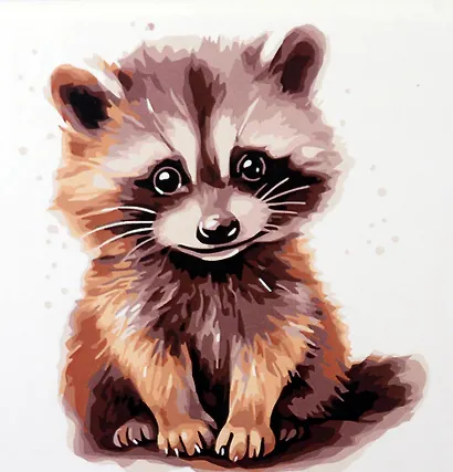 Холст с красками по номерам "Малыши-животные. Енотик-полоскун", 20 х 20 см - фото 1