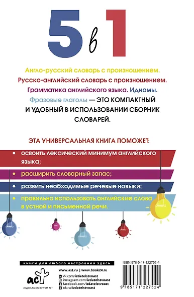 Английский язык. 5 в 1: Англо-русский словарь с произношением. Русско-английский словарь с произношением. Грамматика английского языка. Идиомы. Фразовые глаголы - фото 2