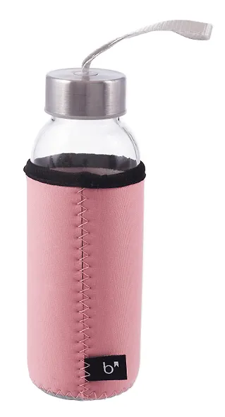 Бутылка в чехле Капибара (розовая) (стекло) (300 мл) - фото 4