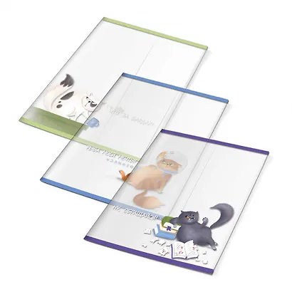 Обложки 03шт д/тетрадей "ОЗОРНЫЕ КОТИКИ" 350*216мм, ПВХ 120мкм, подвес - фото 1