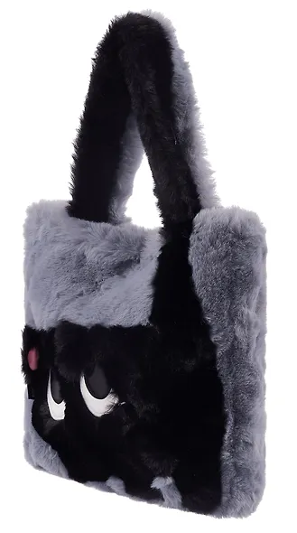 Сумка-шоппер плюшевая Котик (серая) (35х32х7) (12-G13455-202411-B2) - фото 2