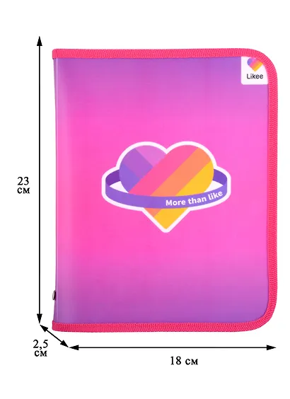 Папка для тетрадей А5 "Likee" 23*17,5*2,5, пластик, молния с трех сторон - фото 2