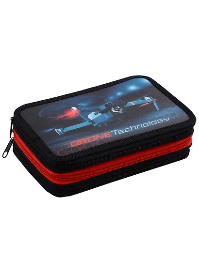 Пенал 3отд. "DRONE" 190*110мм, молния, глянц.ламинация, таблица умножения, инд.уп. - фото 1