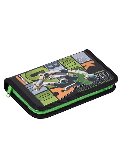 Пенал 1отд. "SkateBoard" 190*115мм, молния, металлиз.картон, выб.лак, таблица умножения, инд.уп. - фото 1