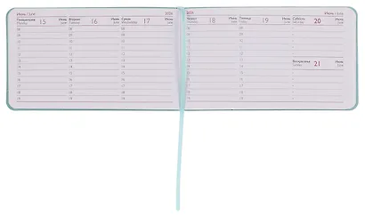 Еженедельник дат. 2026г. 64л 150x87 мм 150x87 мм "Виннер" мятный, кожзам, мягк.переплет, блинт.тиснение, офсет, карманный, горизонт, справ.мат-лы, закругл.углы, ляссе, инд.уп - фото 3