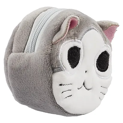 Монетница плюшевая на молнии Серый котик (8 см) (ПВХ бокс) (12-12095-HJ-59) - фото 2