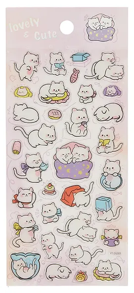 Наклейки Белые Котики, PVC - фото 1