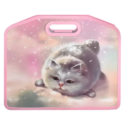 Папка для тетрадей А4 "КОТ" полипропилен, 37*30*11см, молния, вырубн.ручка в пласт.окантовке, дно с расширением - фото 2