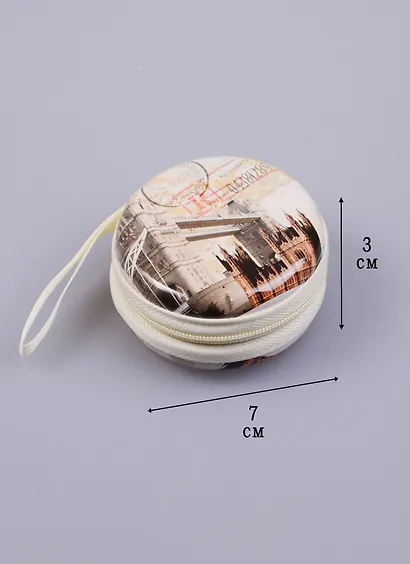 Монетница круглая на молнии Лондон Винтаж d=7см, металл 12-07649-A02 - фото 2