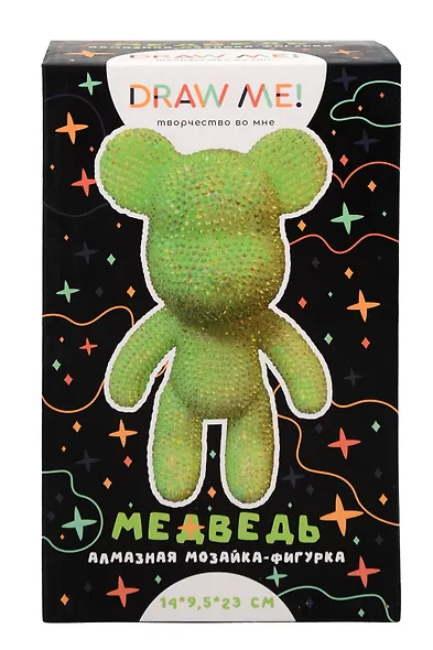 Алмазная мозаика на фигурке Draw Me! "Зеленый мишка", (14*9,5*23 см) - фото 1
