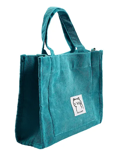 Сумка мини-шоппер с кнопкой кросс-боди бирюзовая (вельвет) (25х23) - фото 2