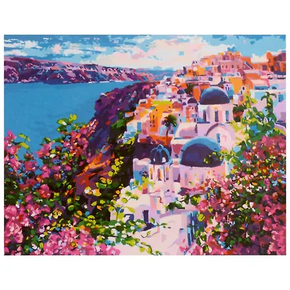 Холст с красками по номерам "Цветущий Санторини", 30 х 40 см - фото 1