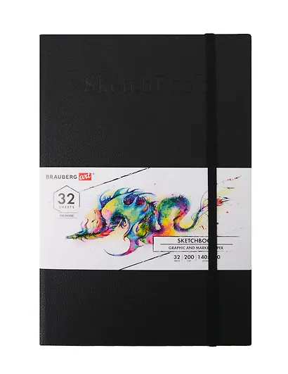 Скетчбук 140*210 32л "ART PREMIERE" черный, 200г/м2, бумага "бристоль", кожзам, резинка - фото 1