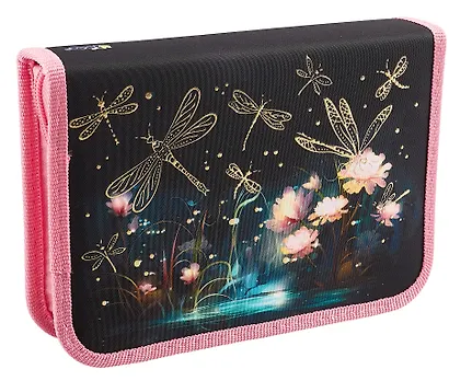 Пенал 1 отделение "Стрекозы" 20*14 см, молния - фото 1
