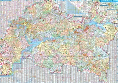 Настенная карта Республики Татарстан. Карта автодорог и населённых пунктов. Достопримечательности (плакат 1.50 х 1.07 м, в 1 см 2.82 км) - фото 1