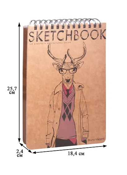 Скетчбук 185*250 120л "BV" крафт бумага, 70г/м2, спираль, ассорти, Bruno Visconti - фото 2