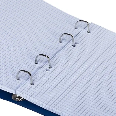 Тетрадь 120 листов, клетка, "Canvas" синяя, на кольцах, на резинке - фото 3