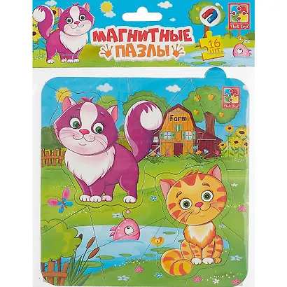Магнитные пазлы Vladi Toys Котики 16 деталей VT3204-15 - фото 1