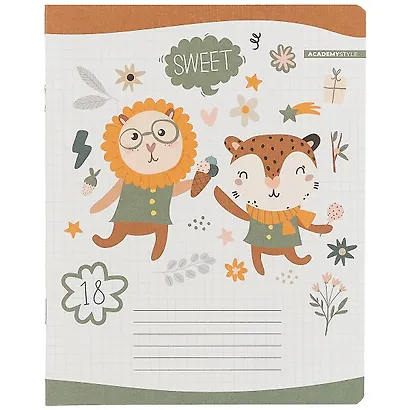 Тетрадь в клетку Academy Style, "Зверята Бохо", 18 листов, в ассортименте - фото 3