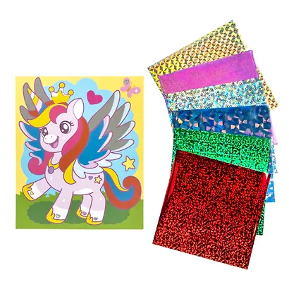 Набор для творчества. Аппликация фольгой "Единорог" размер 138х165 мм. 6 цветов - фото 3