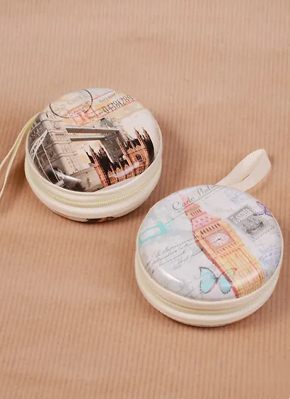 Монетница круглая на молнии Лондон Винтаж d=7см, металл 12-07649-A02 - фото 3