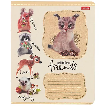 Тетрадь в линейку Hatber, "Пушистые зверушки", 12 листов, в ассортименте - фото 1