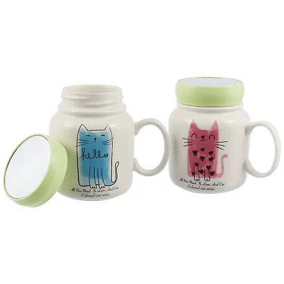 Кружка с зеркальной крышкой Colored Cats (керамика) (350 мл) (12-16140-XY-125) - фото 3