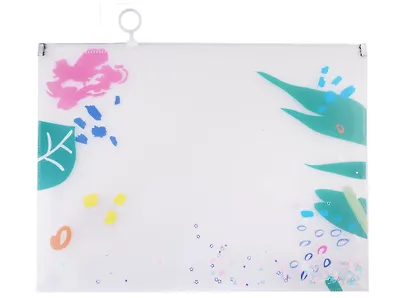 Папка на молнии А4 "Leaves and flowers" пластик, с расширением, сыпуч.блестки, ассорти - фото 3