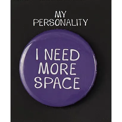 Значок круглый I Need More Space (фиолетовый) (металл) (38мм) - фото 1