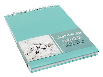 Скетчбук А5+ 40л "КОТЁНОК" гребень, белый офсет - фото 4