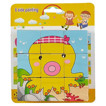 Кубики Подводный мир 9 шт на блистере (дерево) - фото 2