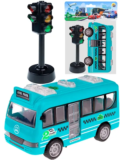 Игровой набор «Автобус со светофором», бирюзовый, Рыжий Кот - фото 2