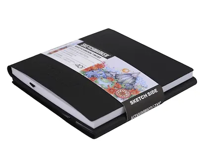 Скетчбук 12*12 40 л "Sketchmarker" Sketch&Write черный, 140г/м2, белая бумага + 60 л , 70г/м2, бумага в точку, мягк. обл. - фото 2