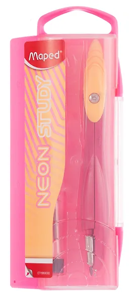 Циркуль школьный 120мм " NEON STUDY", с запасн.грифелем, металлический, ассорти, пластик.футляр, подвес, Maped - фото 3