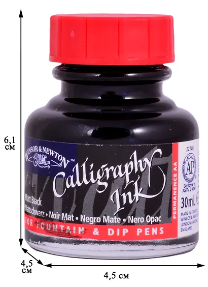 Тушь для каллиграфии 30мл черная (красная крышка), Winsor&Newton - фото 2