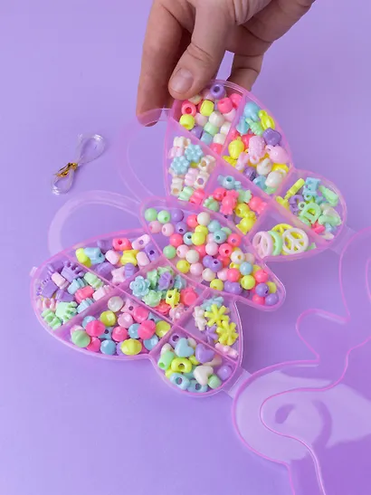 Набор бусинок Бабочка микс цветов в пластиковой коробке (120г) - фото 9