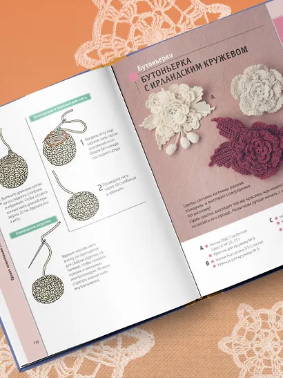 Ажурное вязание крючком. Полный японский справочник. Техники, приемы и 130 узоров филейного, ирландского, ленточного и ажурного вязания - фото 8