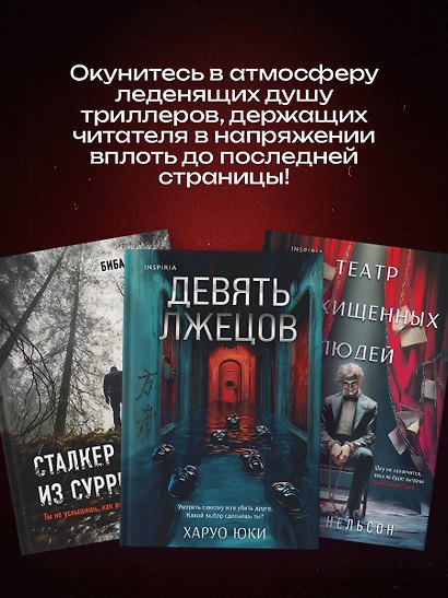 Комплект из 3-х книг с подарком (Девять лжецов, Театр похищенных людей, Сталкер из Суррея) - фото 5