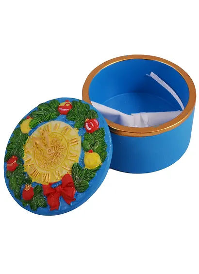 Шкатулка декоративная Часы и ель (7,5x7,5x5) - фото 3