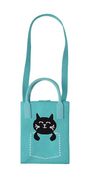 Сумочка вязаная с застежкой Котик в кармане (12х18х6) (текстиль) (12-YiHeng-121801) Bookvalno - фото 2