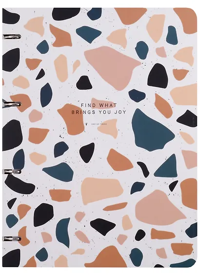 Тетрадь на кольцах в клетку Be Smart, Terrazzo, А4, 120 листов, синяя - фото 1