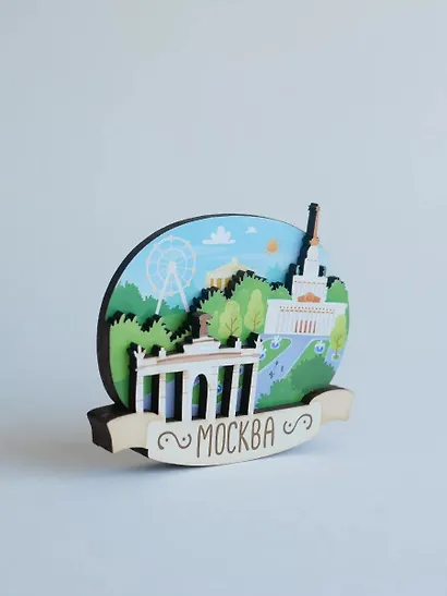 Магнит 3D из дерева ВДНХ панорама (Москва) (3D036) - фото 1