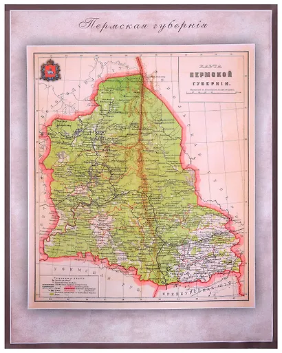 Карта-ретро Пермской губернии, состояние на 1892г. в картонном тубусе с подвесом - фото 4
